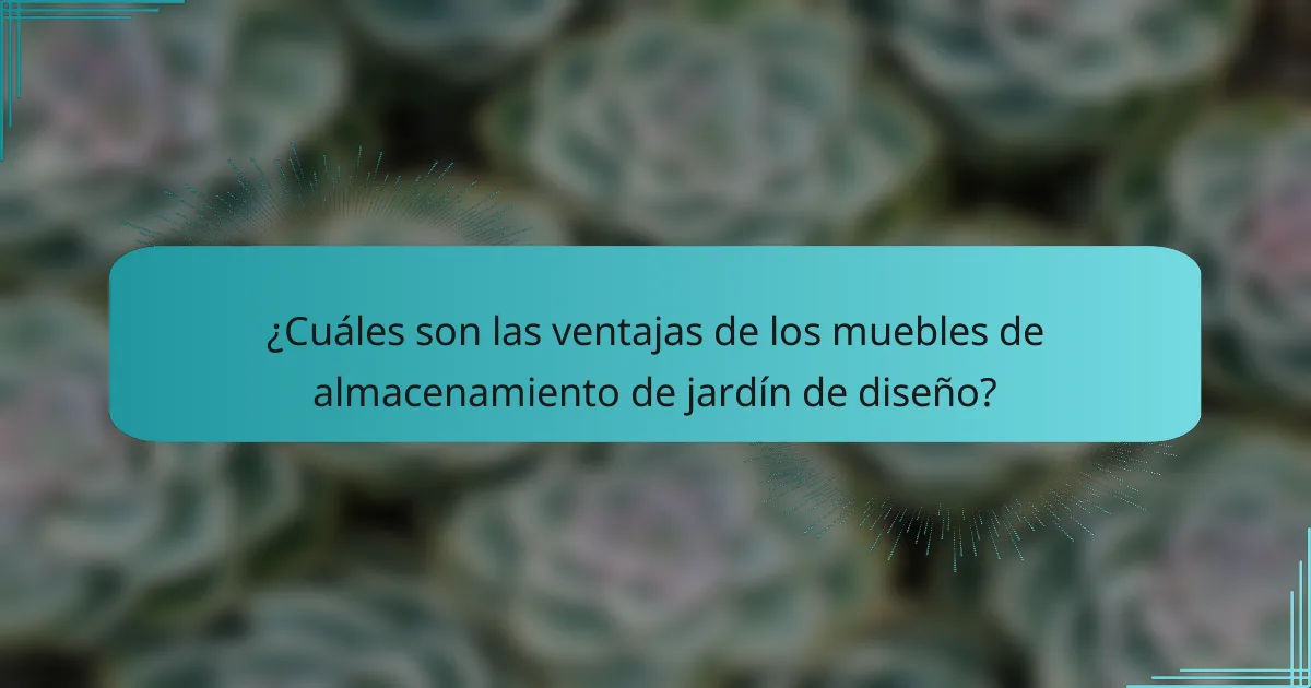 ¿Cuáles son las ventajas de los muebles de almacenamiento de jardín de diseño?