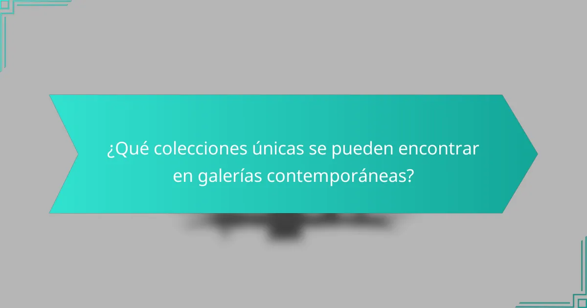 ¿Qué colecciones únicas se pueden encontrar en galerías contemporáneas?